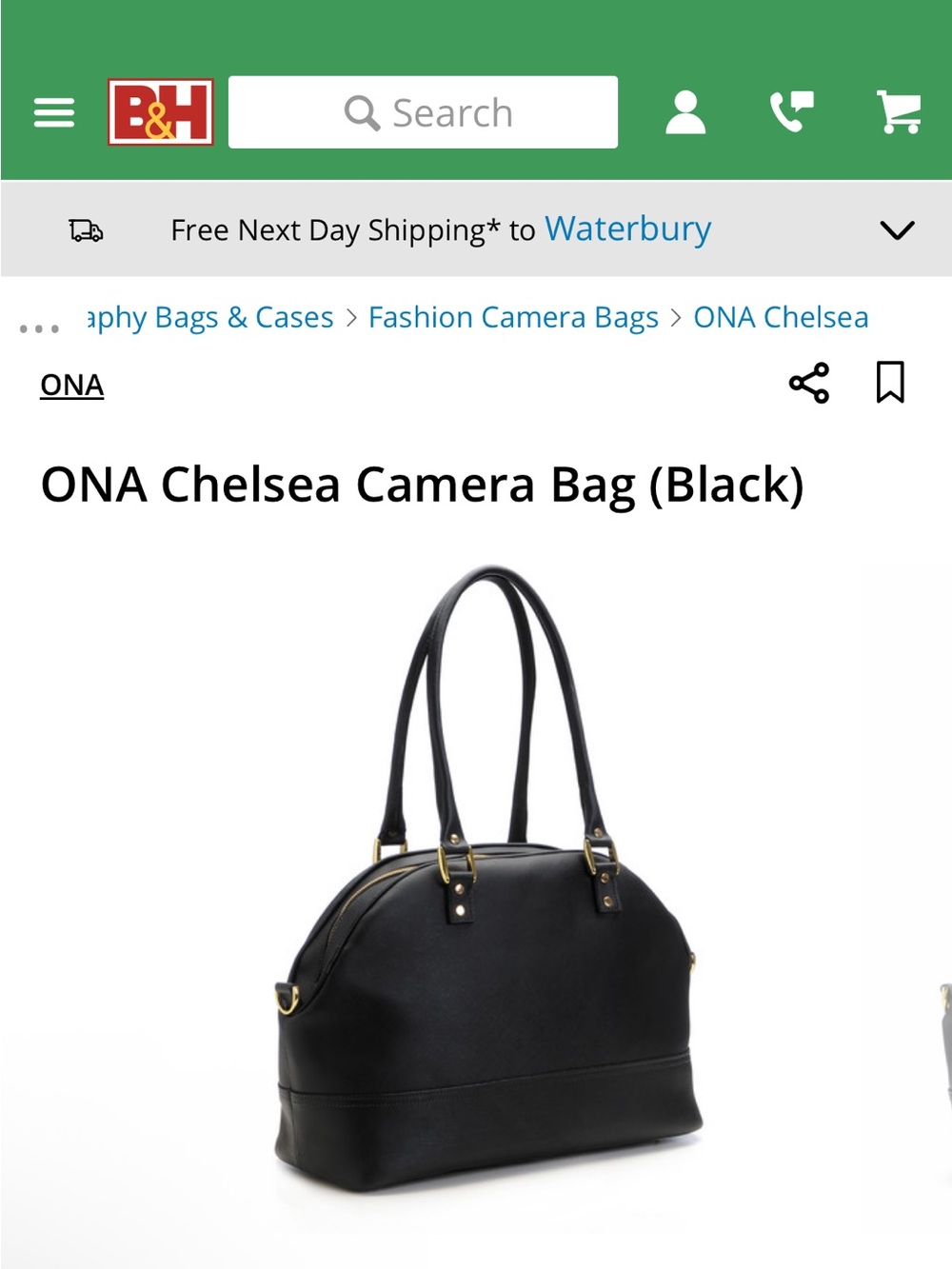 ONA The Chelsea Camera Laptop Dome Bowler Padded Bag Black Leather